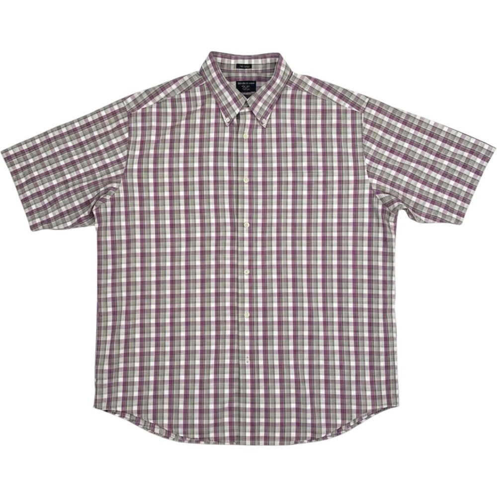 Alexander Julian Colours Mens 2XLT Plaid Short Sleeve No Iron Button Down Shirt